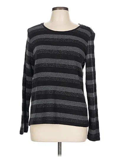 Pre-owned Karl Lagerfeld Long Sleeve Top Gray Boatneck Tops