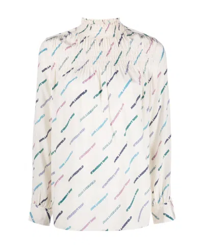 Karl Lagerfeld Long-sleeved Blouse In White