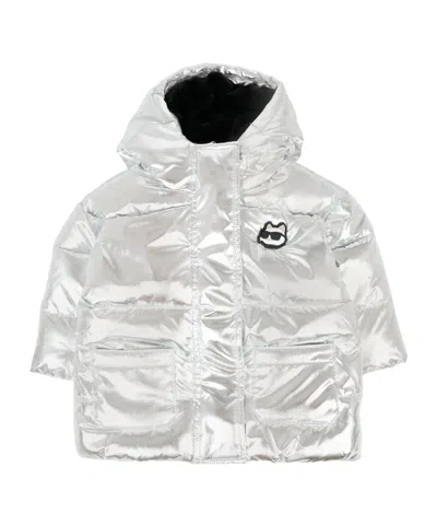 Karl Lagerfeld Kids' Long-sleeved Cotton Jacket In Silver