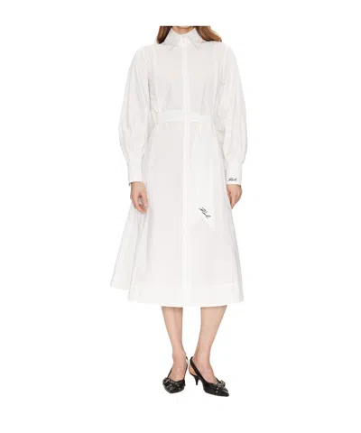 Karl Lagerfeld Long-sleeved Dress In White