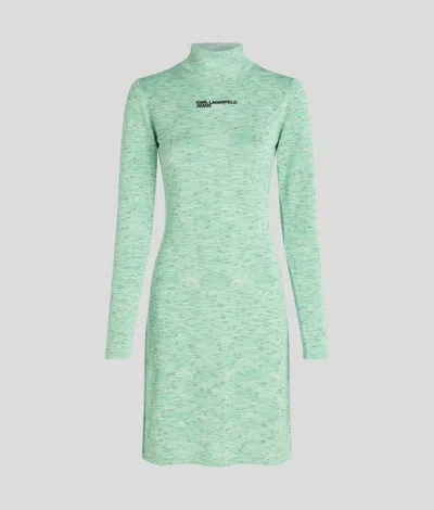 Karl Lagerfeld Long-sleeved Knit Dress In Green
