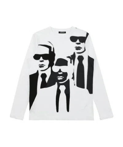 Karl Lagerfeld Long-sleeved Printed T-shirt In White