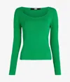 Karl Lagerfeld Long-sleeved Rib Knit Top In Green