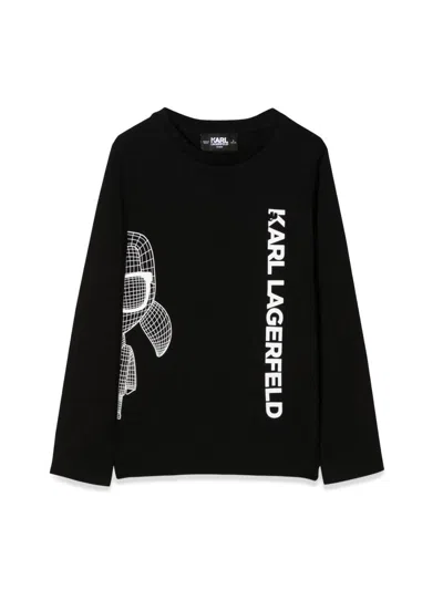Karl Lagerfeld Kids' Long-sleeved T-shirt In Black