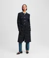 Karl Lagerfeld Longline Bouclé Coat In Black