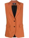 Karl Lagerfeld Longline Tailored Waistcoat In Orange