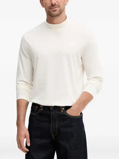 Karl Lagerfeld Long-sleeve Mock-neck T-shirt In Neutral
