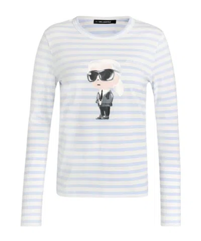 Karl Lagerfeld Long-sleeved Striped T-shirt In White