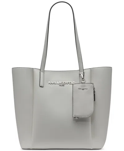 Karl Lagerfeld Louise Tote In Winter White,silver