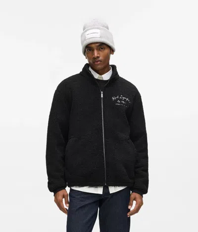 Karl Lagerfeld Loungewear Zip-up Fleece Jacket In Black