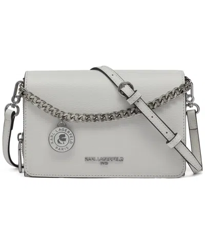 Karl Lagerfeld Lourdes Chain Strap Crossbody Bag In White,silver