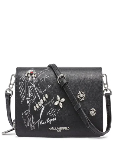 Karl Lagerfeld Lourdes Crossbody In Blk,wht
