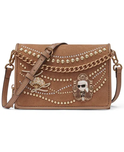 Karl Lagerfeld Lourdes Mini Crossbody Bag In Brown