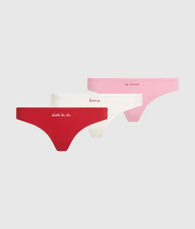 Karl Lagerfeld Love Notes Thong – 3 Pack In Multi