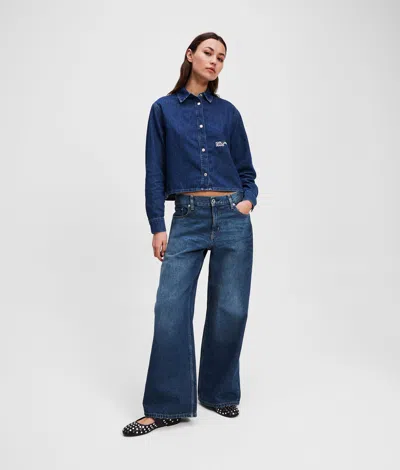 Karl Lagerfeld Low-rise Wide-leg Jeans In Blue