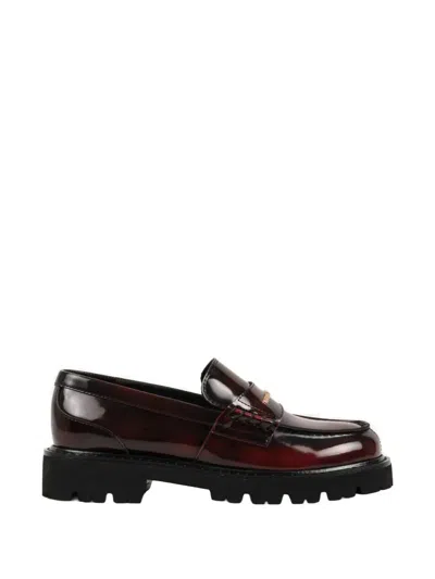 Karl Lagerfeld Lowell Leather Loafers In Red