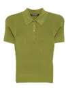 Karl Lagerfeld Lurex Knitted Polo Top In Green