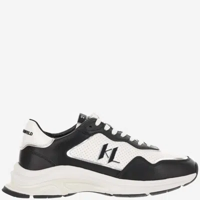 Karl Lagerfeld Lux Finesse Two-tone Leather Sneakers In Black & White