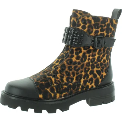 Karl Lagerfeld Maeva Womens Leather Calf Hair Combat & Lace-up Boots