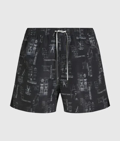 Karl Lagerfeld Maison De Karl Short Boardshorts In Black