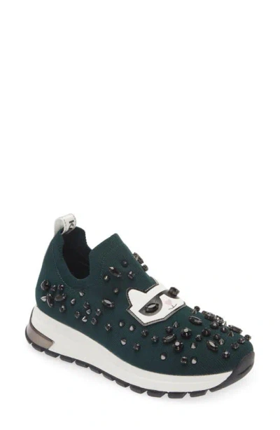 Karl Lagerfeld Malna Embellished Slip-on Sneaker In Green
