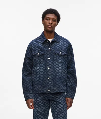 Karl Lagerfeld Monogram Denim Jacket In Blue