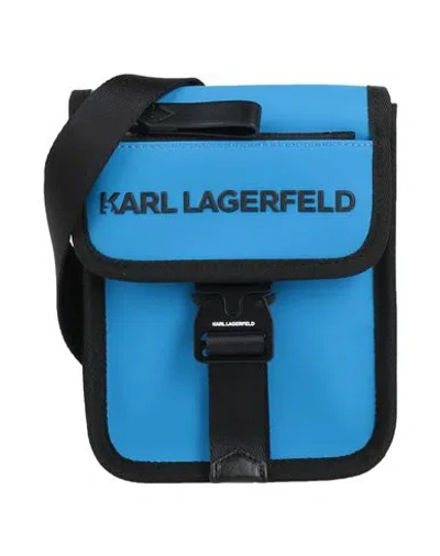Karl Lagerfeld Man Cross-body Bag Azure Size - Polyurethane In Blue