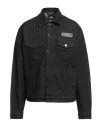 Karl Lagerfeld Man Denim Outerwear Black Size L Cotton, Elastane