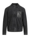 Karl Lagerfeld Man Denim Outerwear Black Size L Cotton, Polyurethane In Black