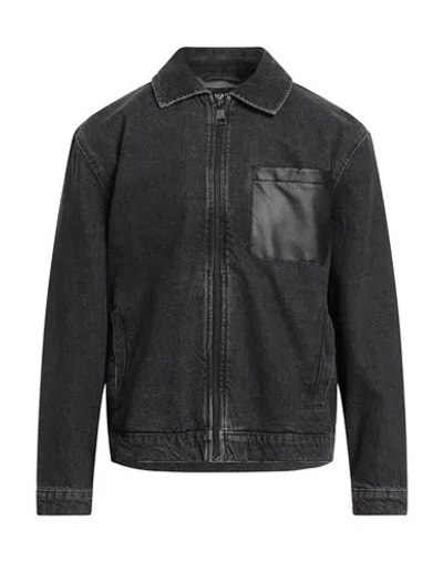 Karl Lagerfeld Man Denim Outerwear Black Size L Cotton, Polyurethane