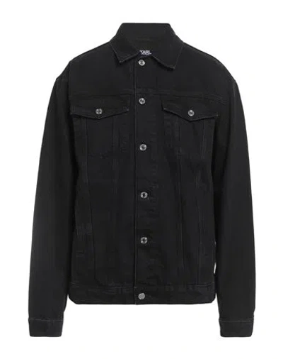 Karl Lagerfeld Man Denim Outerwear Black Size Xxl Cotton
