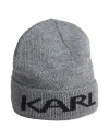 Karl Lagerfeld Man Hat Grey Size Onesize Polyacrylic, Wool, Viscose, Alpaca Wool In Grey