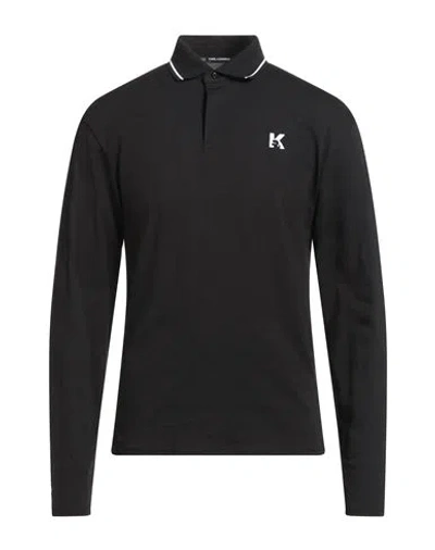 Karl Lagerfeld Man Polo Shirt Black Size L Organic Cotton