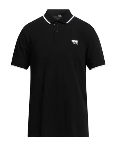 Karl Lagerfeld Man Polo Shirt Black Size M Organic Cotton