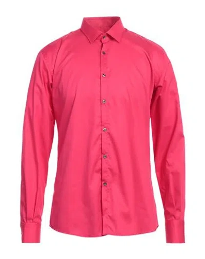 Karl Lagerfeld Man Shirt Fuchsia Size 17 Cotton In Pink