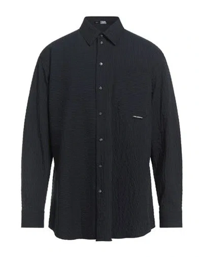 Karl Lagerfeld Man Shirt Midnight Blue Size M Polyester, Viscose, Elastane