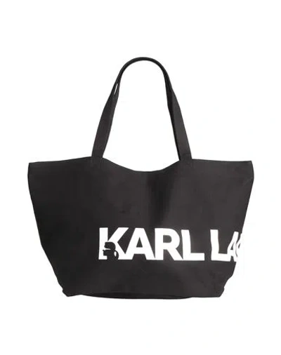 Karl Lagerfeld Man Shoulder Bag Black Size - Recycled Cotton, Cotton