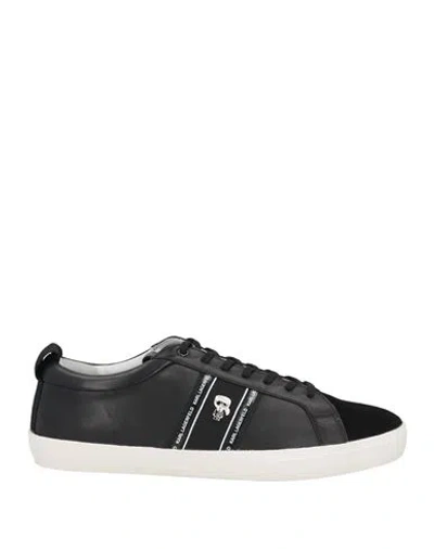 Karl Lagerfeld Man Sneakers Black Size 9 Leather In Grey
