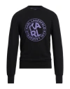 Karl Lagerfeld Man Sweatshirt Black Size L Organic Cotton, Polyester In Black