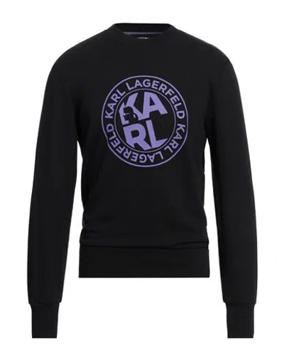Karl Lagerfeld Man Sweatshirt Black Size L Organic Cotton, Polyester
