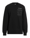 Karl Lagerfeld Man Sweatshirt Black Size M Organic Cotton, Polyester In Blue