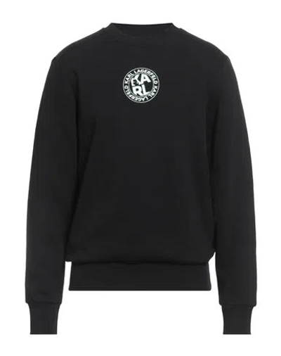 Karl Lagerfeld Man Sweatshirt Black Size M Organic Cotton, Polyester