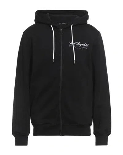 Karl Lagerfeld Man Sweatshirt Black Size M Organic Cotton, Recycled Polyester