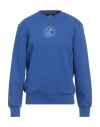 Karl Lagerfeld Man Sweatshirt Bright Blue Size M Organic Cotton, Polyester In Black
