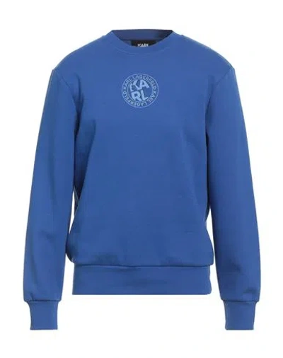 Karl Lagerfeld Man Sweatshirt Bright Blue Size M Organic Cotton, Polyester In Black