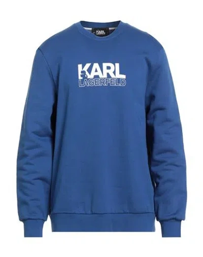 Karl Lagerfeld Man Sweatshirt Bright Blue Size S Organic Cotton