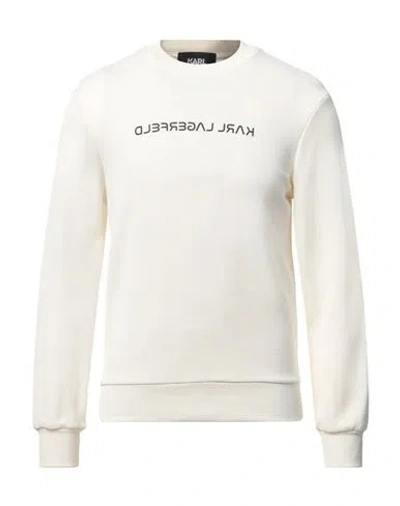 Karl Lagerfeld Man Sweatshirt Cream Size Xs Organic Cotton In White