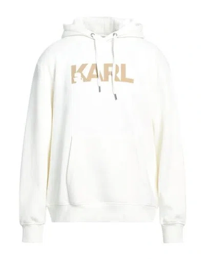 Karl Lagerfeld Man Sweatshirt Ivory Size L Organic Cotton, Polyester In White