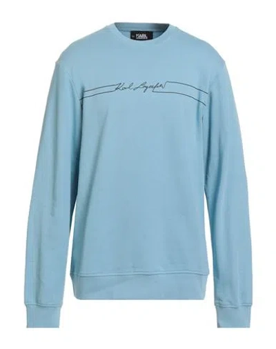 Karl Lagerfeld Man Sweatshirt Light Blue Size L Organic Cotton