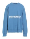 Karl Lagerfeld Man Sweatshirt Light Blue Size L Organic Cotton In Blue